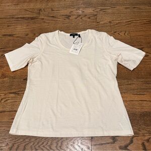 Theory Junia Ivory Pima Cotton Tee NWT Short Sleeve Minimalist Top Size L